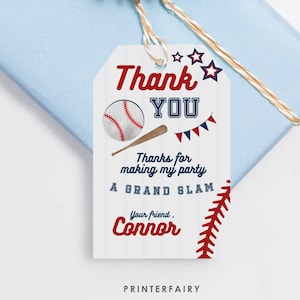 Baseball Favor Tags, EDITABLE, Baseball Birthday Thank You Tags, Baseball Birthday Party Labels, Sports Birthday Party Invitation, Printable