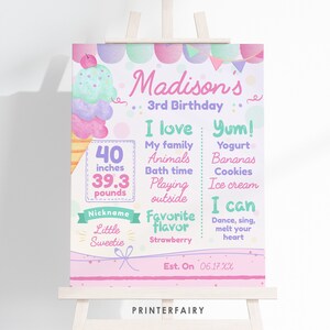 Eis zum ersten Geburtstag Meilensteine Board, EDITIERBAR, Instant Download