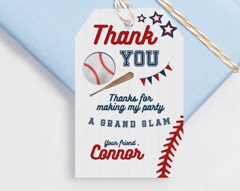 Baseball Favor Tags, EDITABLE, Baseball Birthday Thank You Tags, Baseball Birthday Party Labels, Sports Birthday Party Invitation, Printable