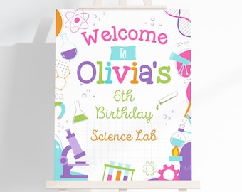 Science Birthday Party Welcome Sign, EDITABLE, Science Theme Party, Science Invitations, Science Party, Mad Scientific, Printable Sign