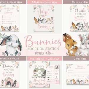 Bunny Adoption, Adopt a Pet Party, Bunny Birthday Party, Rabbit Birthday, Bunnies, Pet Adoption Station, Adopt a Bunny, INSTANT DOWNLOAD