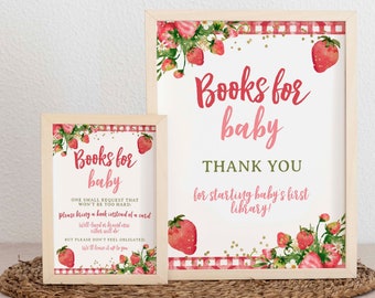 Strawberry Baby Shower Books For Baby, Editable, Some One Berry Sweet Is On The Way,Girl Baby Shower,Strawberry Baby Sprinkle Books For Baby