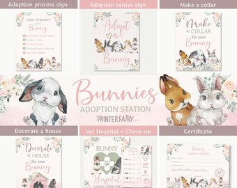 Bunny Adoption, Adopt a Pet Party, Bunny Birthday Party, Rabbit Birthday, Bunnies, Pet Adoption Station, Adopt a Bunny, INSTANT DOWNLOAD