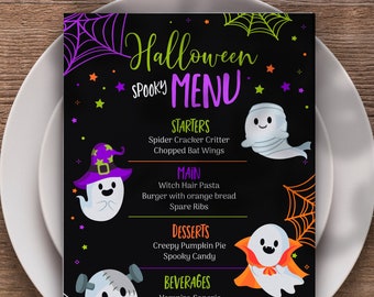 Halloween Menu, EDITABLE Menu, Costume Party Decorations, Halloween Costume Party, Ghost Menu, Hey Boo Party, INSTANT DOWNLOAD