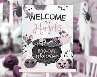 Hey Boo Halloween Party Welcome Sign EDITABLE Boo Day Little Boo Halloween Birthday Party Sign Welcome Sign Ghost Party INSTANT DOWNLOAD