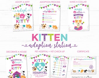 Kitty Cat Adoption Party Games, Adopt a Kitty Party, Cat Adoption Birthday Party, Kitty Cat Adoption Station, INSTANT DOWNLOAD