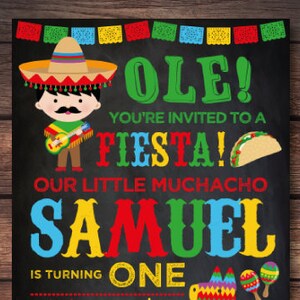 Fiesta Invitation, Cinco de Mayo Invitation, Fiesta First birthday Invitation, Mexican Birthday Invitation, Digital, 2 Options image 3