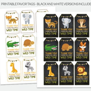 Safari Favor Tags, Zoo Birthday Party, Wild Animal Party, Jungle Printable Thank You Tags, Printable Digital Tags, Instant Download