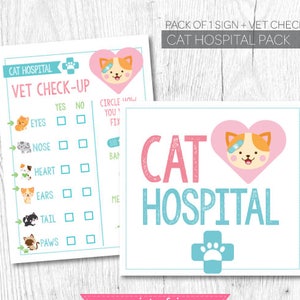Pet adoption party, Pet hospital, Vet check up, Cat adoption party, Kitty Cat Birthday, Printable Sign, Instant download image 1