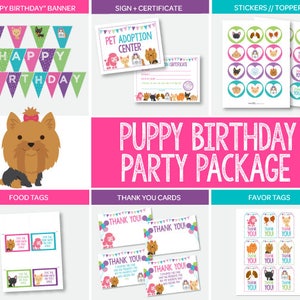 Pet Adoption Birthday Party Package, Puppy Adoption Party, Puppy birthday, Digital files, 7 printables, Instant download