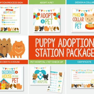 Puppy Adoption Party, Pet Adoption Station Party Package, Puppy birthday, Digital files, 7 designs Included, Instant download