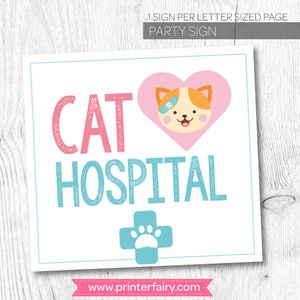 Pet adoption party, Pet hospital, Vet check up, Cat adoption party, Kitty Cat Birthday, Printable Sign, Instant download image 3