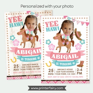 Cowgirl Birthday Invitation with Photo, Horse Birthday Party, Pony Birthday Invitation with Picture, Personalized DIGITAL Invite, 2 Options