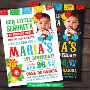 First Fiesta Invitation, Fiesta First Birthday Invitation, Baby Senorita Invitation, Mexican Birthday Invitation, Digital Invite, 2 Options