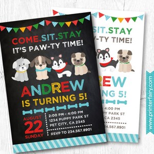 Puppy Invitation, Puppy Birthday Party, Pet adoption party, Puppy Adoption, Dog Invitation, Digital Invitation, 2 Options image 4