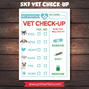 Pet Adoption Party Prints, Printable Vet check up, Puppy Birthday party, Digital files, Instant download image 2