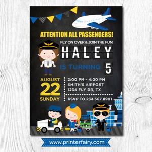 Airplane Invitation, Time Flies Birthday Invitation, Airplane Birthday, Airport Birthday Party, DIGITAL, 2 Options image 3