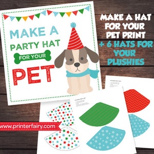 Pet Adoption Party Prints, Make a Hat, Puppy Birthday party, Digital files, Instant download image 1