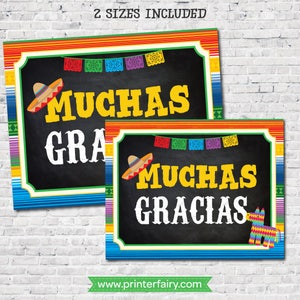 Fiesta Decorations, Fiesta Sign, Muchas Gracias Sign, Fiesta, Mexican Party, Instant Download image 2