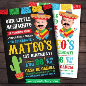 Fiesta First Birthday Invitation, Fiesta 1st Birthday, Baby Muchacho Invitation, Mexican Birthday Invitation, Digital Invite, 2 Options