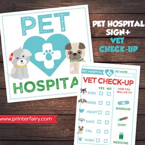 Pet Adoption Party Prints, Printable Vet check up, Puppy Birthday party, Digital files, Instant download image 1