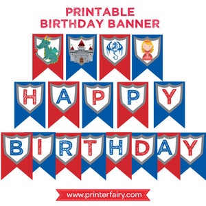 Knight Birthday Party, Medieval Birthday Party, Knight Birthday Banner, Medieval Banner, Printable Banner, Digital files, Instant download