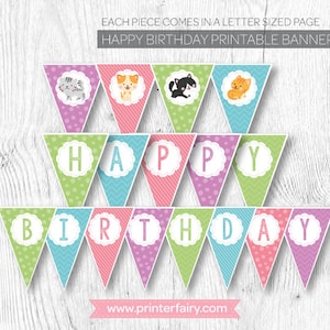 Cat Banner, Cat Birthday Party, Pet Adoption Party, Kitty Cat Birthday, Pet Adoption Banner, Printable Bunting, Instant download