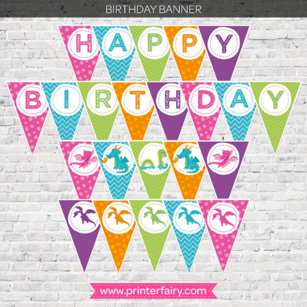 Dragon Printable Banner - Etsy
