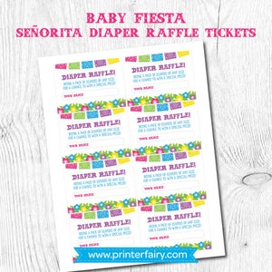 Fiesta Diaper Raffle Ticket, Diaper Raffle ticket printable, Diaper Raffle Cards, Diaper Raffle Sign, Instant Download image 2