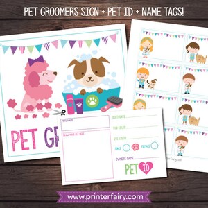 Pet Groomers, Pet Id, Name tags, Pack of 3 printables, Digital files, Instant download image 4