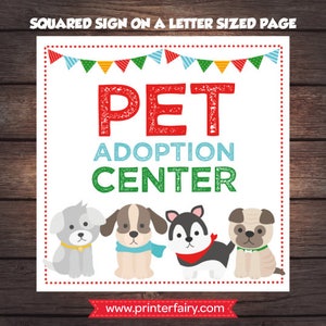 Puppy Birthday Party, Pet Adoption Party Prints, Pet adoption Certificate, Adopt a Pet sign, Digital files, Instant download image 3