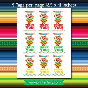 Fiesta Thank You Tags, Fiesta Baby Shower, Fiesta Party, Mexican Baby Shower, Mexican Fiesta Favor tags, Printable Tags, Instant Download image 3