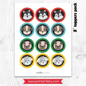 Puppy Birthday Party, Puppy printable toppers, Dog Birthday party, Digital files, Instant download image 2