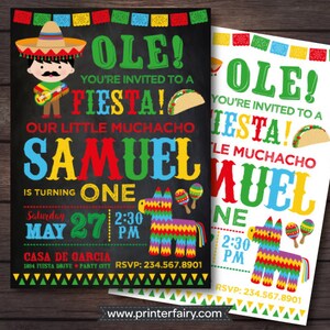 Fiesta Invitation, Cinco de Mayo Invitation, Fiesta First birthday Invitation, Mexican Birthday Invitation, Digital, 2 Options image 2