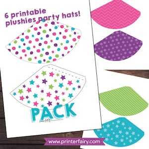 Mini-hats for plushies, Pet Adoption Party, Puppy party printables, Cat birthday printables, DIGITAL, Instant download image 1