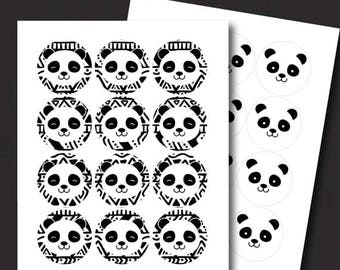 Panda Cake Topper, Panda Birthday Party, Panda Baby Shower, Panda Stickers, Printable, Black and white baby shower, INSTANT DOWNLOAD