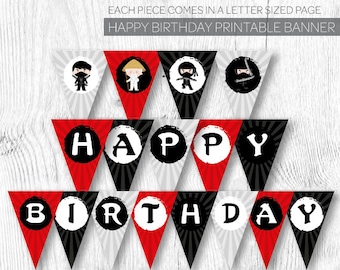 Ninja Banner, Ninja Birthday Party, Ninja Party, Ninja Decorations, Karate Birthday, Karate Party, Printable Banner, Instant download