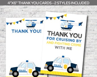 Instant Download, Police thank you cards, Police Birthday Party, Cops and robbers party, DIGITAL files