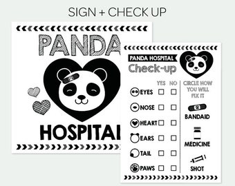 Panda Adoption Party, Pet Adoption Party, Panda Hospital and Check Up, Birthday Decorations, Digital Printable Signs, INSTANT DOWNLOAD