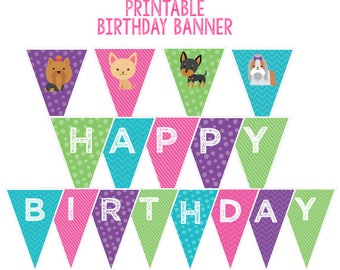 Pet Adoption Party, Puppy party decorations, Puppy birthday banner, Pet adoption banner, Digital files, Instant download