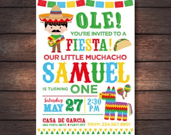 Fiesta Invitation, Cinco de Mayo Invitation, Fiesta First birthday Invitation, Mexican Birthday Invitation, Digital, 2 Options