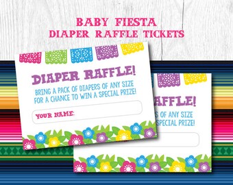 Fiesta Diaper Raffle Ticket, Diaper Raffle ticket printable, Diaper Raffle Cards, Diaper Raffle Sign, Instant Download