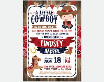 Cowboy Baby Shower Invitation, Boy Baby Shower Invitation, Buckaroo baby shower Invite, Horse Baby Shower, Personalized digital Invitation