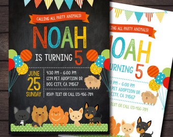 Puppy Invitation, Pet adoption party, Puppy Birthday Party, Puppy Adoption,Puppy Invitation, Digital Invitation, 2 Options