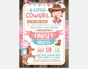 Cowgirl Baby Shower Invitation, Girl Baby Shower Invitation, Horse Baby Shower Invitation, Country Shower, Personalized Digital Invitation