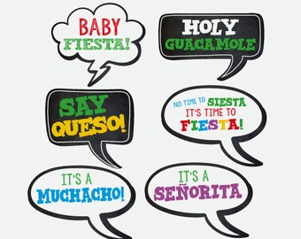 Fiesta Baby Shower Photo Booth Props, Printable Photobooth Props, Instant Download