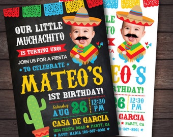 Fiesta First Birthday Invitation, Fiesta 1st Birthday, Baby Muchacho Invitation, Mexican Birthday Invitation, Digital Invite, 2 Options