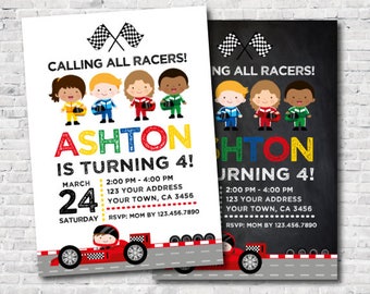 Racing Car Birthday Invitation, Personalized Racecar Party (Digital)