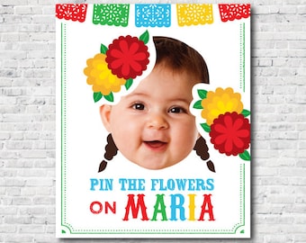 Pin the flowers game, Fiesta 1st Birthday, Mexican Birthday Party, Girl Birthday Party, Chalkboard Poster, DIGITAL Personalized item