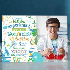 Science Birthday Party Invitation with Photo, EDITABLE, Science Theme Party, Science Invitations, Science Party, Mad, Scientific, Printable